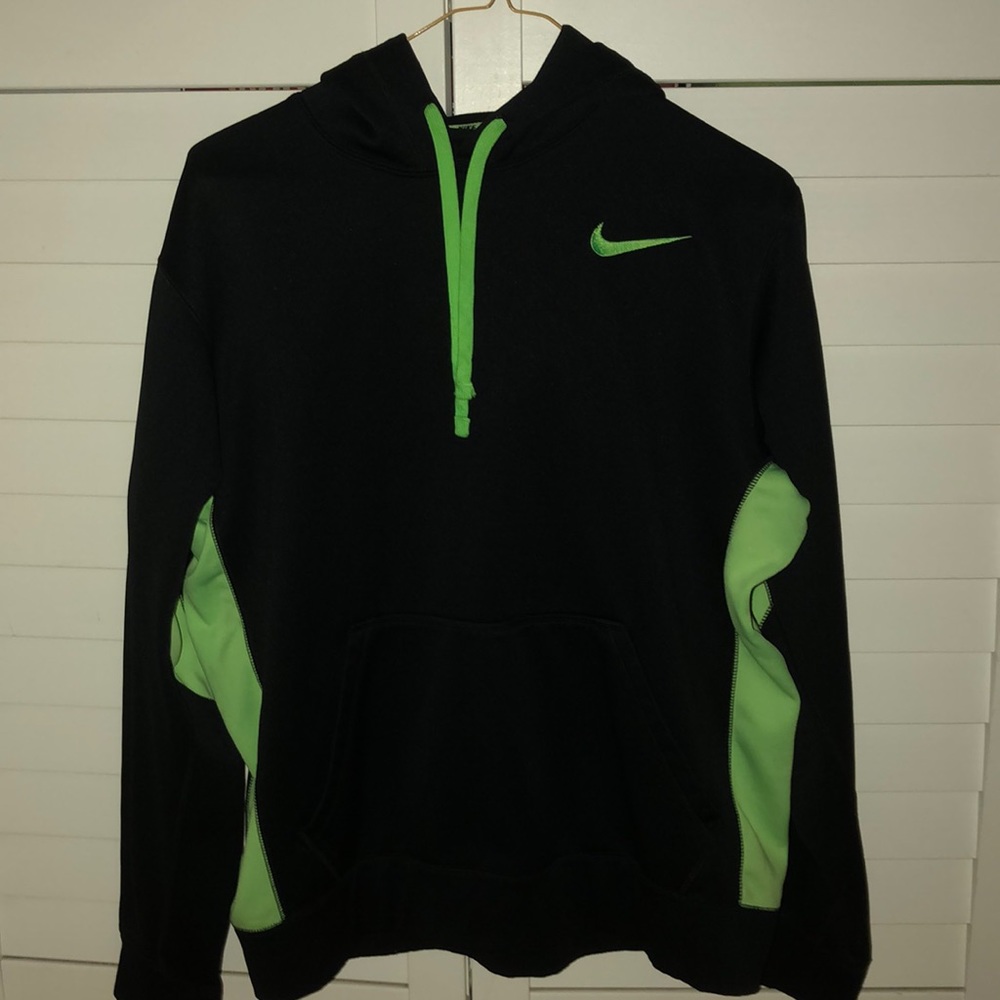Nike Black and Neon Green Activewear Hoodie